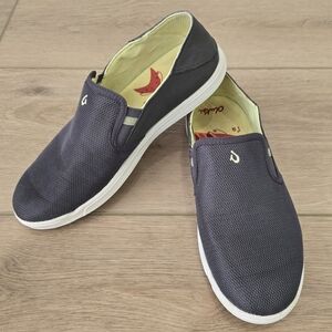 Olukai Hawaii Pehuea Maka Girls K 6 Gray Fish Hook Slip On Outdoor Comfort Shoes